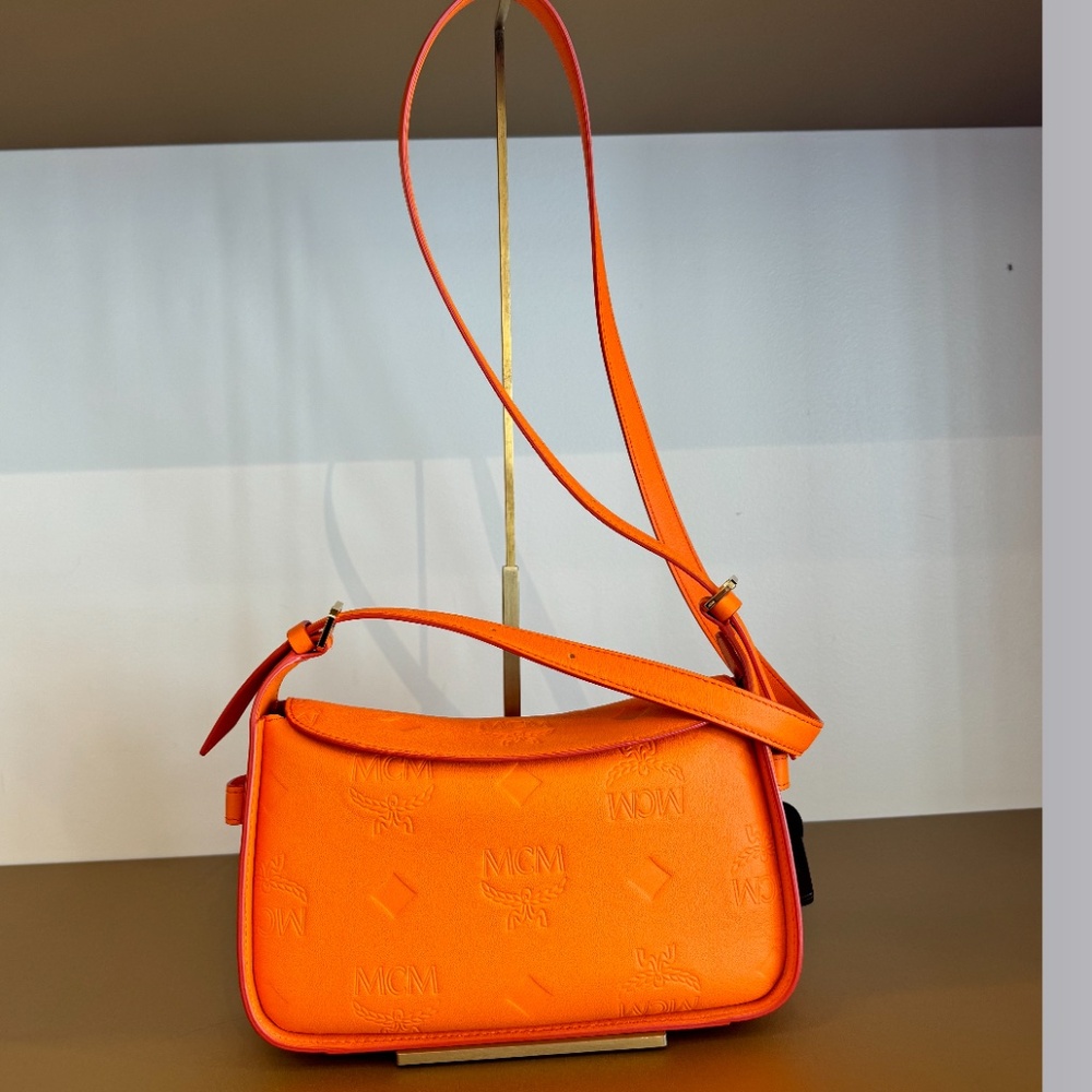 MCM Orange Leather Shoulder Bag